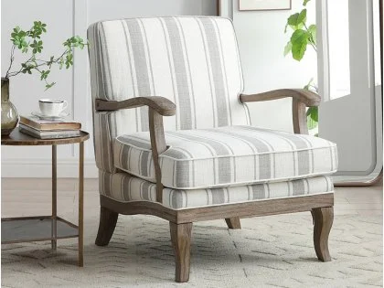 Kyoto Colwell Grey Stripe Linen Accent Chair Kyoto Colwell Grey Stripe Linen Accent Chair