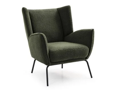 Kyoto Zane Olive Green Boucle Accent Chair and Footstool