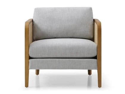 Kyoto Mabel Rattan and Grey Fabric Accent Chair