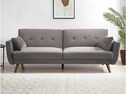 Kyoto Oslo Grey Velvet Sofa Bed