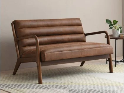 Kyoto Inca Brown Faux Leather 2 Seater Sofa Kyoto Inca Brown Faux Leather 2 Seater Sofa