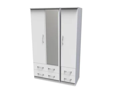 Welcome Avon 3 Door 4 Drawer Mirrored Triple Wardrobe (Assembled)