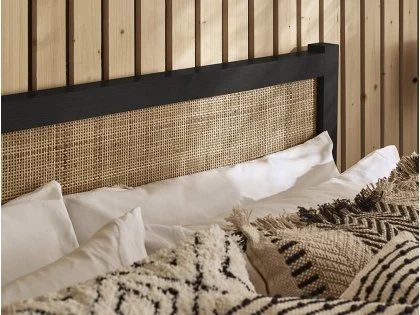 Julian Bowen Padstow 4ft6 Double Rattan and Black Wooden Bed Frame