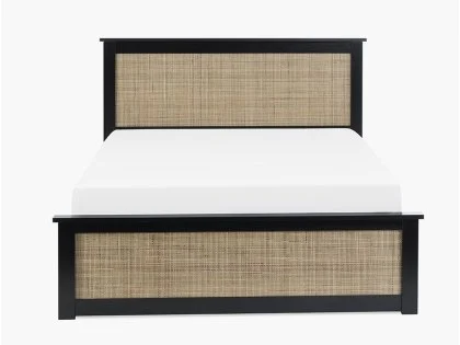 Julian Bowen Padstow 4ft6 Double Rattan and Black Wooden Ottoman Bed Frame