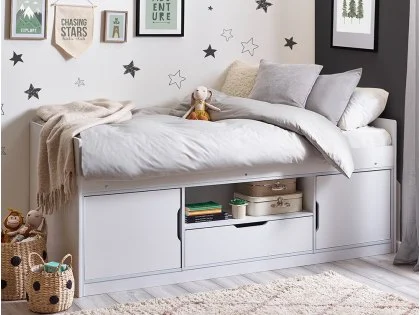 Julian Bowen Atom White Wooden Cabin Bed Frame Julian Bowen Atom White Wooden Cabin Bed Frame