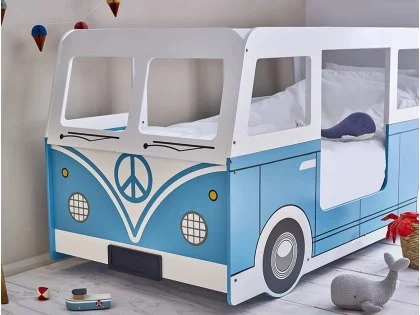 Julian Bowen Campervan 3ft Single White and Blue Wooden Bed Frame