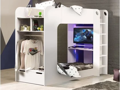 Julian Bowen Impact Single White Wooden Gaming Bunk Bed Frame Julian Bowen Impact Single White Wooden Gaming Bunk Bed Frame