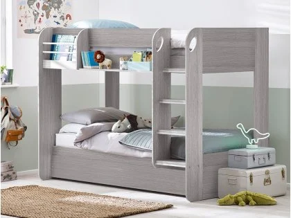 Julian Bowen Mars 3ft Single Grey Oak Wooden Bunk and Underbed Frame