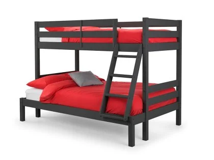 Julian Bowen Merlin 3ft plus 4ft Anthracite Wooden Triple Bunk Bed Frame