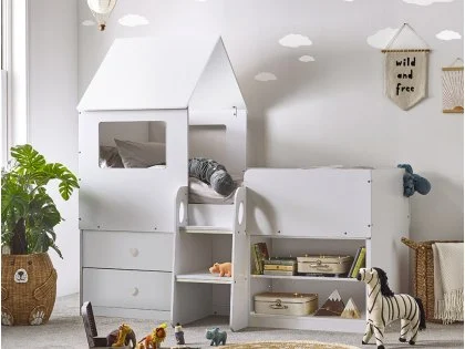 Julian Bowen Orpheus White Wooden Mid Sleeper Bed Frame Julian Bowen Orpheus White Wooden Mid Sleeper Bed Frame