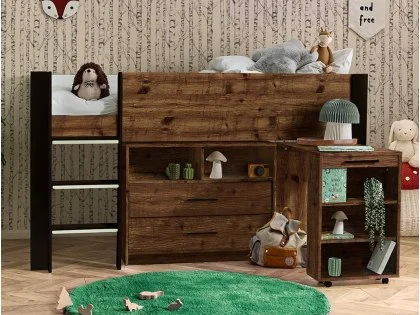 Julian Bowen Otis Urban Rustic and Black Wooden Mid Sleeper Bed Frame Julian Bowen Otis Urban Rustic and Black Wooden Mid Sleeper Bed Frame