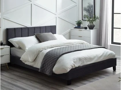 Julian Bowen Rosa Grey Velvet Fabric Bed Frame Julian Bowen Rosa Grey Velvet Fabric Bed Frame