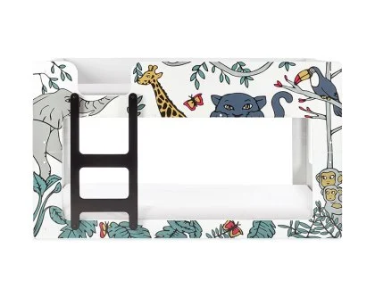 Julian Bowen Safari 3ft Single Jungle Print Wooden Bunk Bed Frame