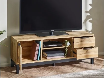 Julian Bowen Bali Oak 1 Door 2 Drawer TV Cabinet