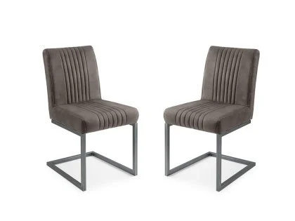 Julian Bowen Brooklyn Set of 2 Charcoal Grey Faux Suede Dining Chairs