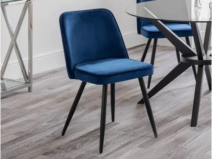 Julian Bowen Burgess Blue Velvet Dining Chair Julian Bowen Burgess Blue Velvet Dining Chair