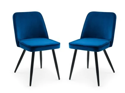 Julian Bowen Burgess Set of 2 Blue Velvet Dining Chairs