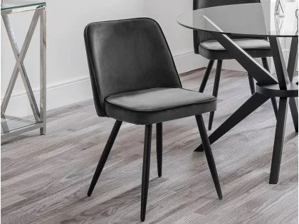 Julian Bowen Burgess Grey Velvet Dining Chair Julian Bowen Burgess Grey Velvet Dining Chair