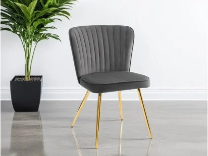 Julian Bowen Cannes Grey Velvet Dining Chair Julian Bowen Cannes Grey Velvet Dining Chair