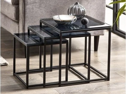 Julian Bowen Chicago Smoked Glass Nest of Tables Julian Bowen Chicago Smoked Glass Nest of Tables