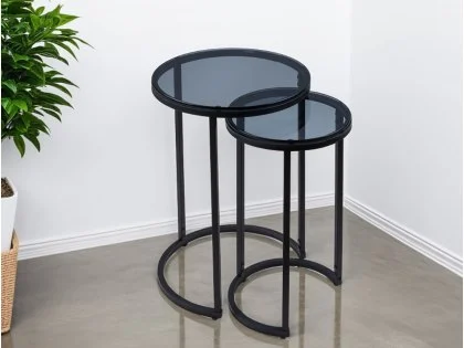 Julian Bowen Chicago Smoked Glass Round Nest of Tables Julian Bowen Chicago Smoked Glass Round Nest of Tables