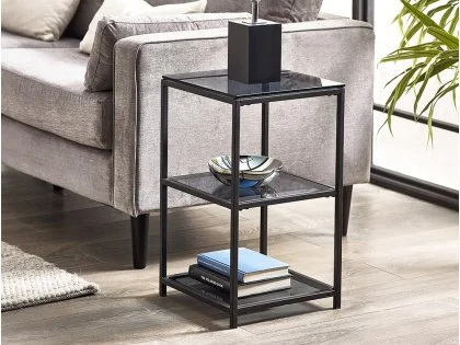 Julian Bowen Chicago Smoked Glass Tall Narrow Lamp Table Julian Bowen Chicago Smoked Glass Tall Narrow Lamp Table