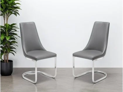 Julian Bowen Como Set of 2 Grey Faux Leather Dining Chairs Julian Bowen Como Set of 2 Grey Faux Leather Dining Chairs