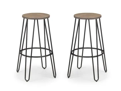 Julian Bowen Dalston Set of 2 Mocha Elm and Black Bar Stools