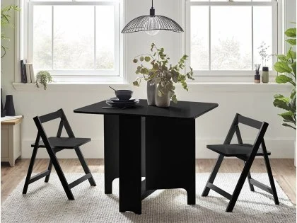 Julian Bowen Gatan Black Foldaway Dining Table with 2 Chairs Julian Bowen Gatan Black Foldaway Dining Table with 2 Chairs
