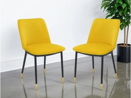 Julian Bowen Delaunay Set of 2 Mustard Velvet Dining Chairs Julian Bowen Delaunay Set of 2 Mustard Velvet Dining Chairs