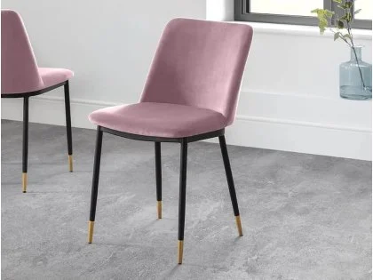 Julian Bowen Delaunay Pink Velvet Dining Chair Julian Bowen Delaunay Pink Velvet Dining Chair