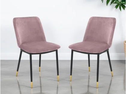 Julian Bowen Delaunay Set of 2 Pink Velvet Dining Chairs Julian Bowen Delaunay Set of 2 Pink Velvet Dining Chairs