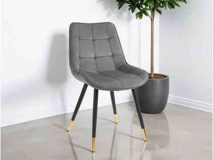 Julian Bowen Hadid Grey Velvet Dining Chair Julian Bowen Hadid Grey Velvet Dining Chair