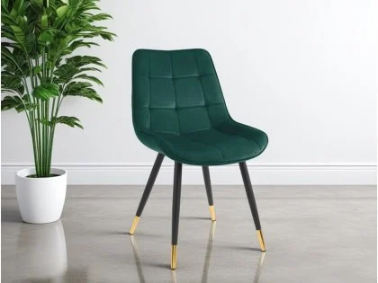 Julian Bowen Hadid Green Velvet Dining Chair Julian Bowen Hadid Green Velvet Dining Chair