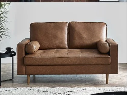 Julian Bowen Henley Brown Faux Leather 2 Seater Sofa Julian Bowen Henley Brown Faux Leather 2 Seater Sofa