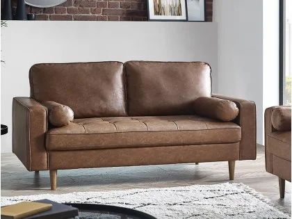 Julian Bowen Henley Brown Faux Leather 3 Seater Sofa