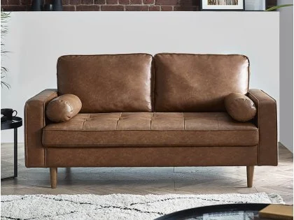 Julian Bowen Henley Brown Faux Leather 3 Seater Sofa Julian Bowen Henley Brown Faux Leather 3 Seater Sofa