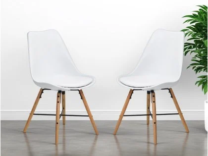 Julian Bowen Kari Set of 2 White and Oak Dining Chairs Julian Bowen Kari Set of 2 White and Oak Dining Chairs