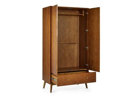 Julian Bowen Lowry Cherry Ash 2 Door 1 Drawer Wardrobe