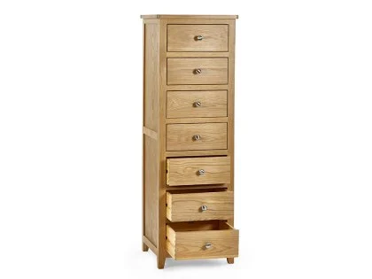 Julian Bowen Mallory Oak 7 Drawer Tall Narrow Chest of Drawers