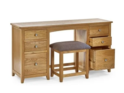 Julian Bowen Mallory Oak Double Pedestal Dressing Table Set