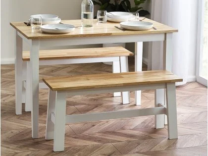 Julian Bowen Linwood 95cm White and Oak Dining Bench Julian Bowen Linwood 95cm White and Oak Dining Bench