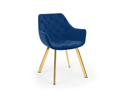 Julian Bowen Lorenzo Blue and Gold Fabric Dining Chair