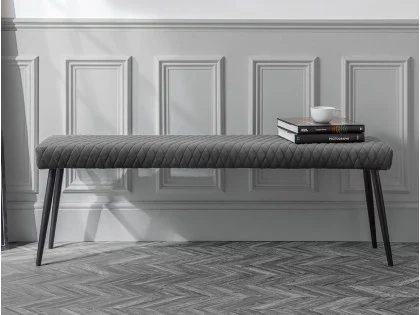 Julian Bowen Luxe 140cm Grey Velvet Dining Bench Julian Bowen Luxe 140cm Grey Velvet Dining Bench