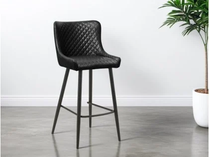 Julian Bowen Luxe Black Faux Leather Bar Stool Julian Bowen Luxe Black Faux Leather Bar Stool