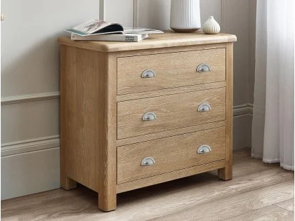 Julian Bowen Memphis Limed Oak 3 Drawer Chest of Drawers