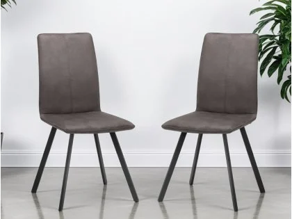 Julian Bowen Monroe Set of 2 Grey Faux Suede Dining Chairs Julian Bowen Monroe Set of 2 Grey Faux Suede Dining Chairs