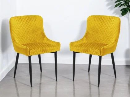 Julian Bowen Luxe Mustard Velvet Dining Chair