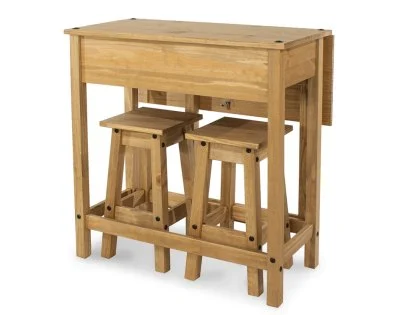 Core Corona Pine Breakfast Drop Leaf Table and 2 Stools Set