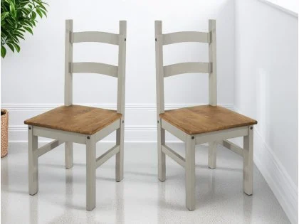 Core Corona Grey and Waxed Pine Set of 2 Chairs Core Corona Grey and Waxed Pine Set of 2 Chairs
